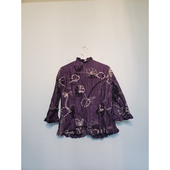 Dressbarn Womens S Jacket Purple Crepe Ribbon Bows Coquette Whimsy Evening Wear - Picture 3 of 7